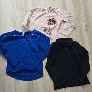 Zara, Gap, Justice Kids Long Sleeve Tees - Blue, Pink, Black
